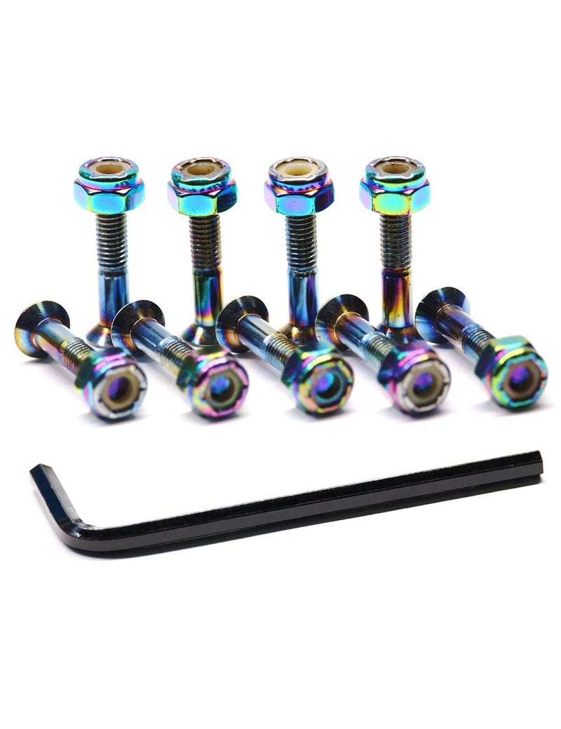 Ever Hardware Skateboard Hardware 9PCS Bolts Set Deck Mounting Screws Nuts Hex Key Skate Parts Outfits Dazzling Color Fasteners Longboard Cruiser Best Mounting 1-1/4", 1", 7/8" (1.0) - Image 2